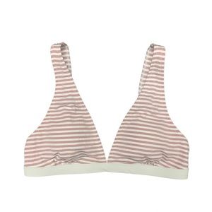 Cupshe  Padded Bikini Top Triangle Striped Ivory Blush Pink Size Large NWOT‎